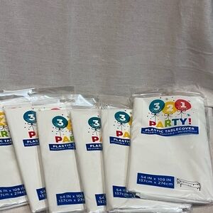 White Party Plastic Table Cover Bundle.
